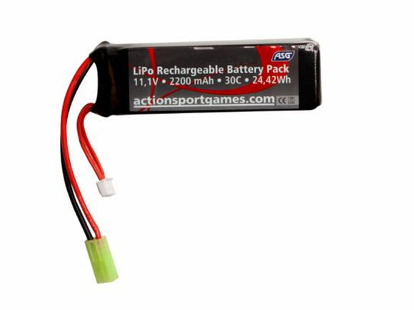 ASG LiPo 11.1V 2200mAh 30C AEG Airsoft Rechargeable Battery (Mini Tamiya Connector)