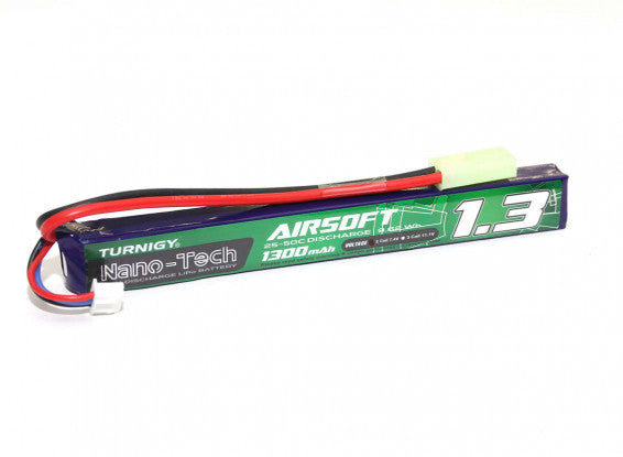 Turnigy Nano-Tech Lipo 7.4v 1300mAh 25-50c Airsoft Rechargeable Battery (Stick Type) (Mini Tamiya Connector)