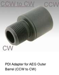 PDI AEG Outer Barrel Conversion Adapter (CCW to CW) - Black