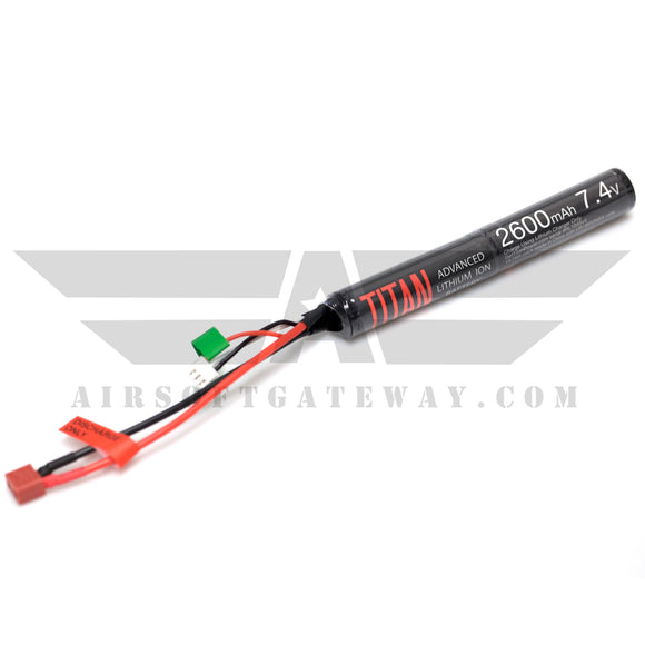 Titan Power 7.4v Lithium Ion Airsoft Battery Stick Type - Deans Connector - 2600mah - airsoftgateway.com