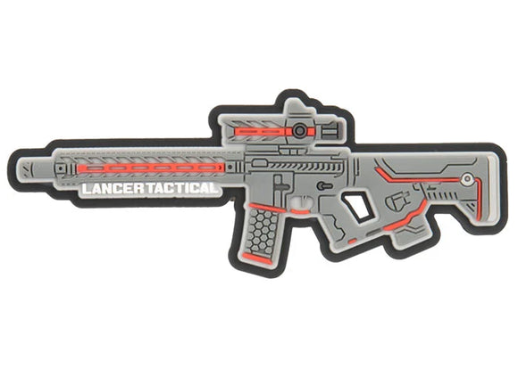 Lancer Tactical PVC Morale Patch - LT-34 Rifle (Gray/Red) 3.5