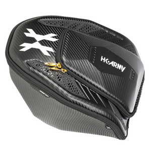 HK Army EXO Paintball Mask Goggle Case - Black Carbon Fiber / Gold - airsoftgateway.com