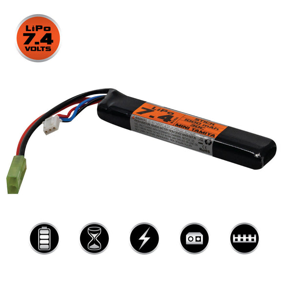 Valken Energy LiPo 7.4v 1000mAh 30C Airsoft Rechargeable Battery (Stick Style) (Mini Tamiya Connector) (GG05-04)