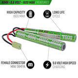 Valken Power Kit - NiMH 9.6V 1600mAh Split Battery & 1A Smart Charger